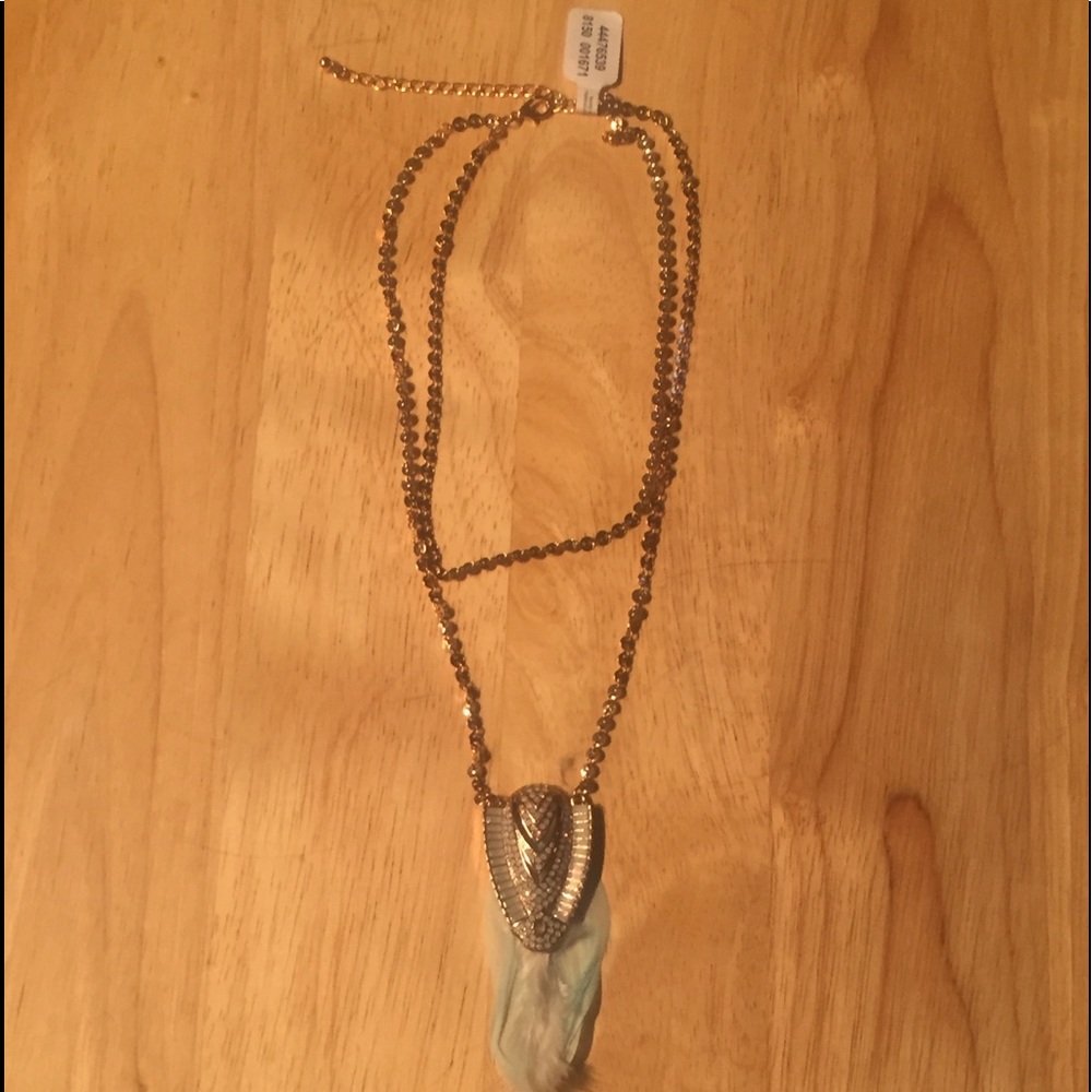 Free People Women's Coin Chain Feather Pendant.